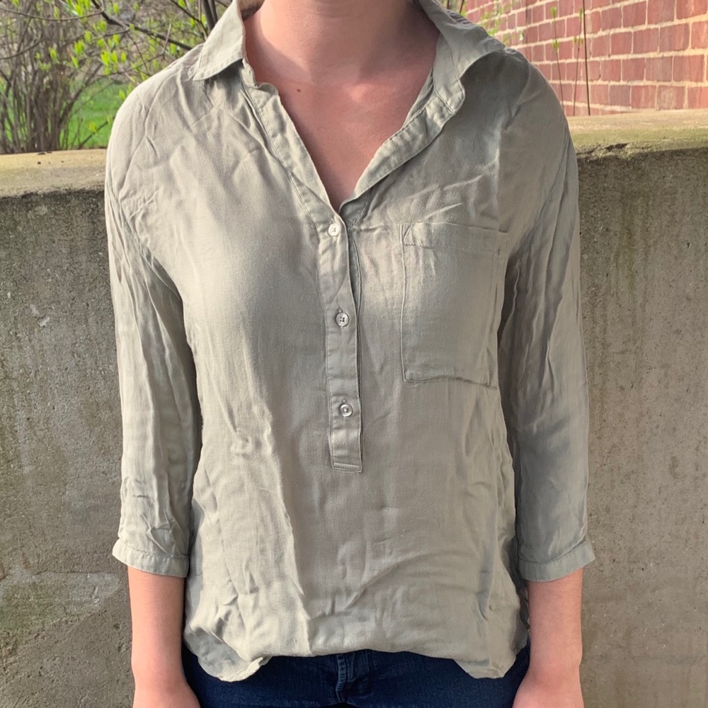 Cloth & Stone Button Down Army Green Shirt